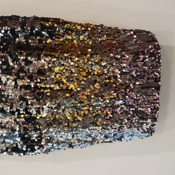 REVAMPED Sequence Evening Mini Dress Gold Copper Silver Spaghettin Straps - Picture 8 of 14